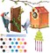 JMMICO Paint Your Own Bird Houses, Wooden Painting Crafts Kits for Kids, Wooden Woodpecker Doorbell & DIY Bird House for Outside, Arts and Crafts for Kids Ages 8-12, Gifts for 8-12 Year Old Girls and Boys